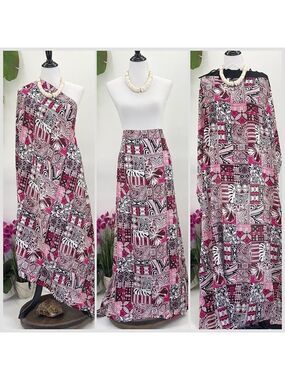 Red/White/Black Tapa Quilt Tropical Design MAXI SARONG Kīkepa Pareo Beach Wrap S
